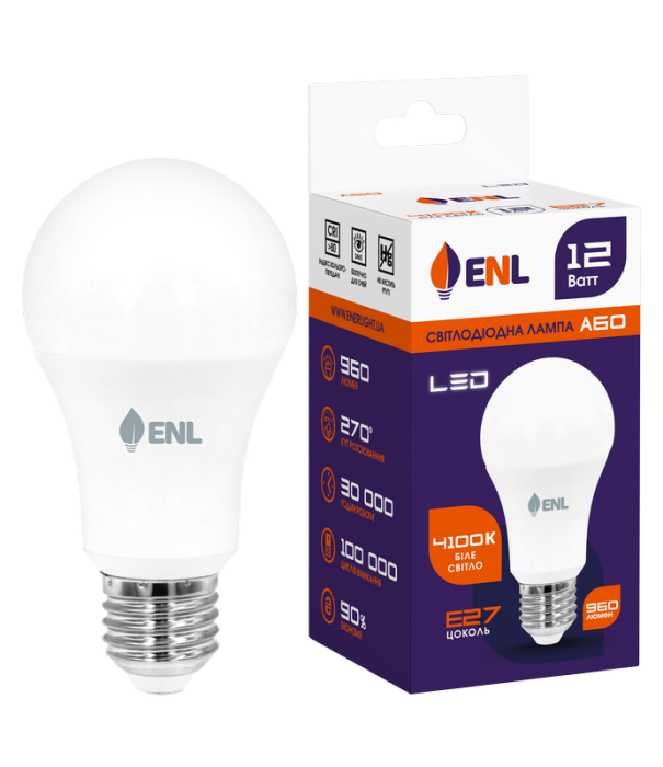 Лампа світлодіодна ENL A60 12Вт 4100K E27